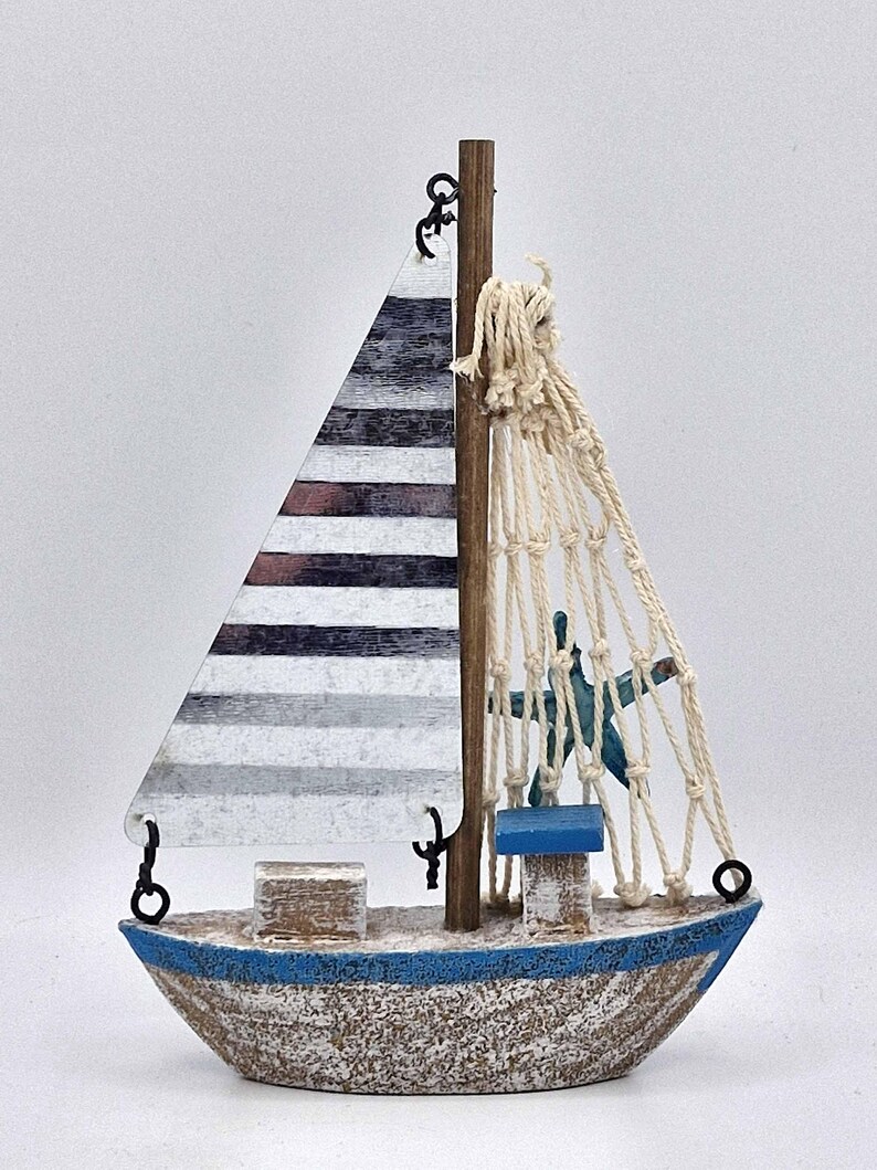 Wood & Tin Boat Ornament
