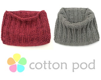 CROCHET PATTERN - Kate, Lazy Rib Cowl by Cotton Pod