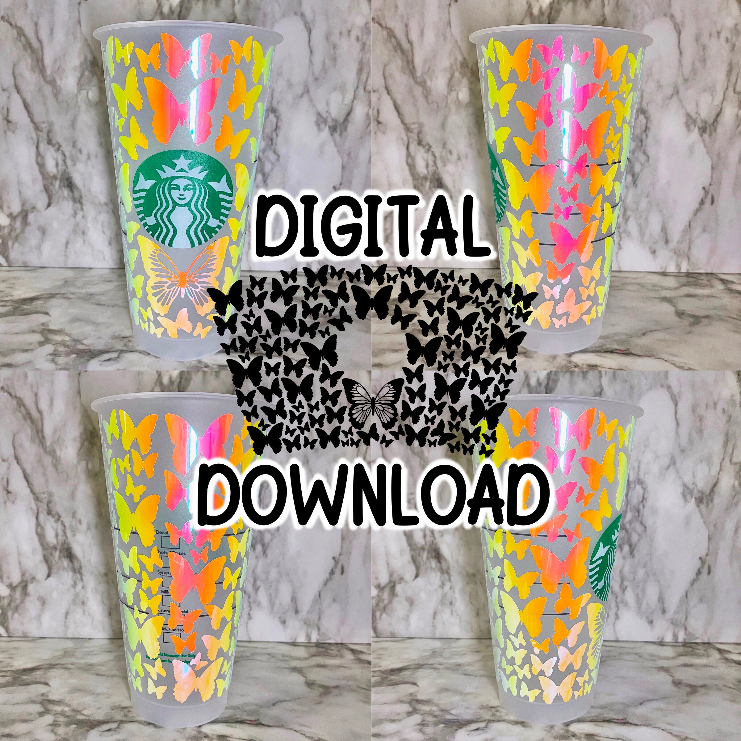 Butterfly Svg Wrap Digital Download Starbucks Cup Wrap Svg Etsy