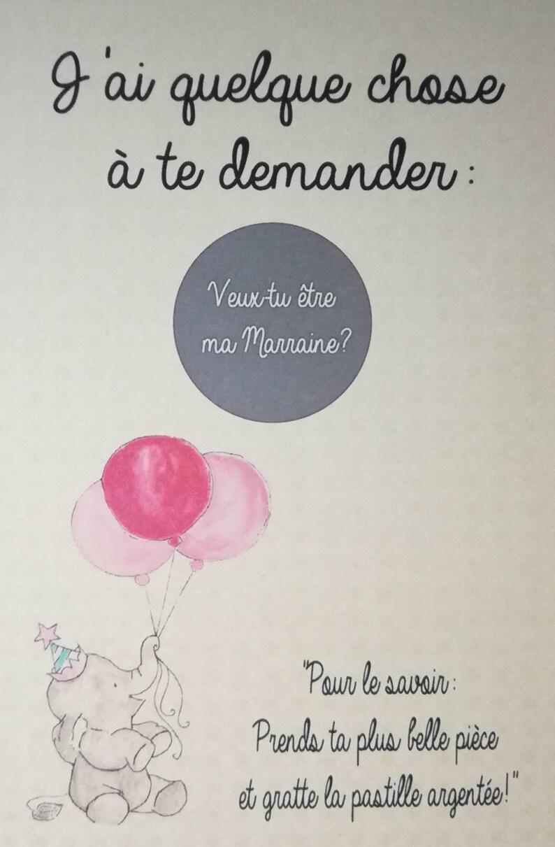 Carte à Gratter Marraine/parrain - Annonce Baptismale Originale - Lot De 2 Cartes - 115x165mm Avec Enveloppe