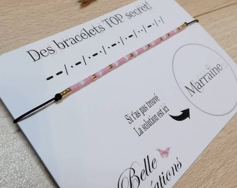bracelet veux tu etre ma marraine-top secret morse perle miyuki Marraine - demande marraine