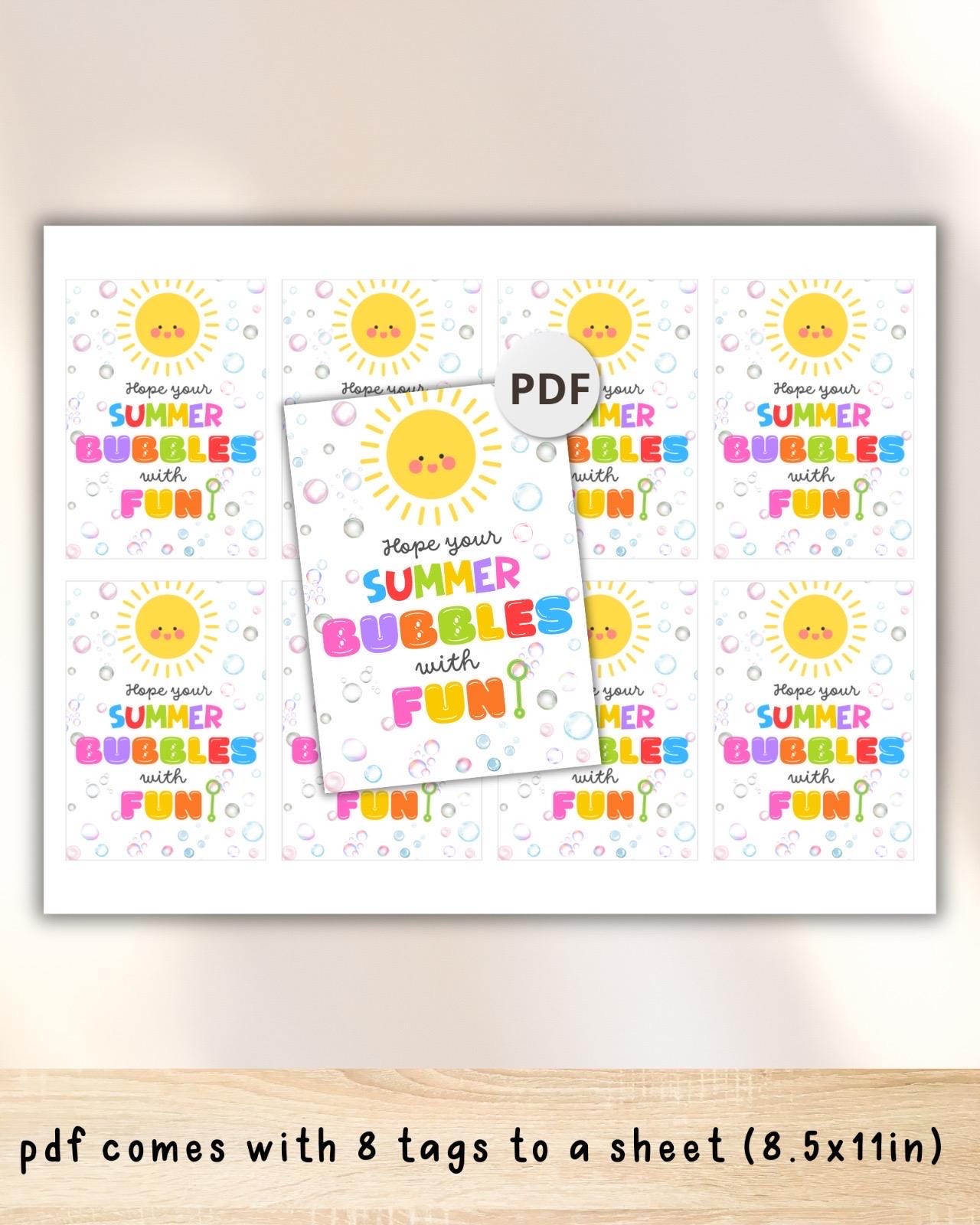 Hope Your Summer Bubbles With Fun Tag Editable, End of School Year Tags ...