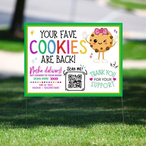 Instant Download Girl Template Scout Cookie PRINTABLE Yard Sign QR code, 2026 Cookie Sale, Printable Sign Editable with Canva