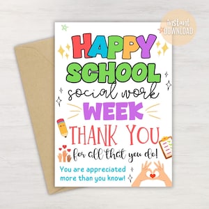 School Social Worker Appreciation Card: Printable Thank You (PDF)