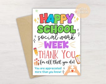 School Social Worker Appreciation Card: Printable Thank You (PDF)