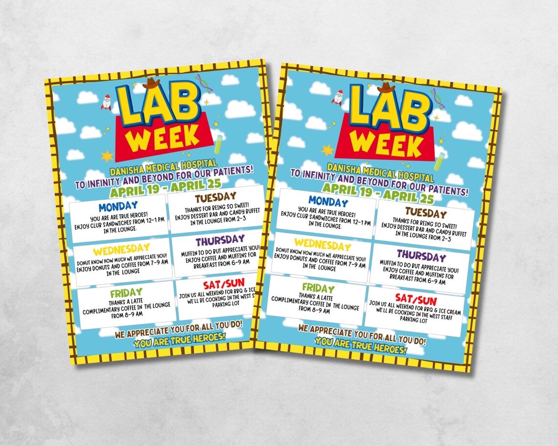 Lab Appreciation Week Itinerary Poster, Printable Digital File ...