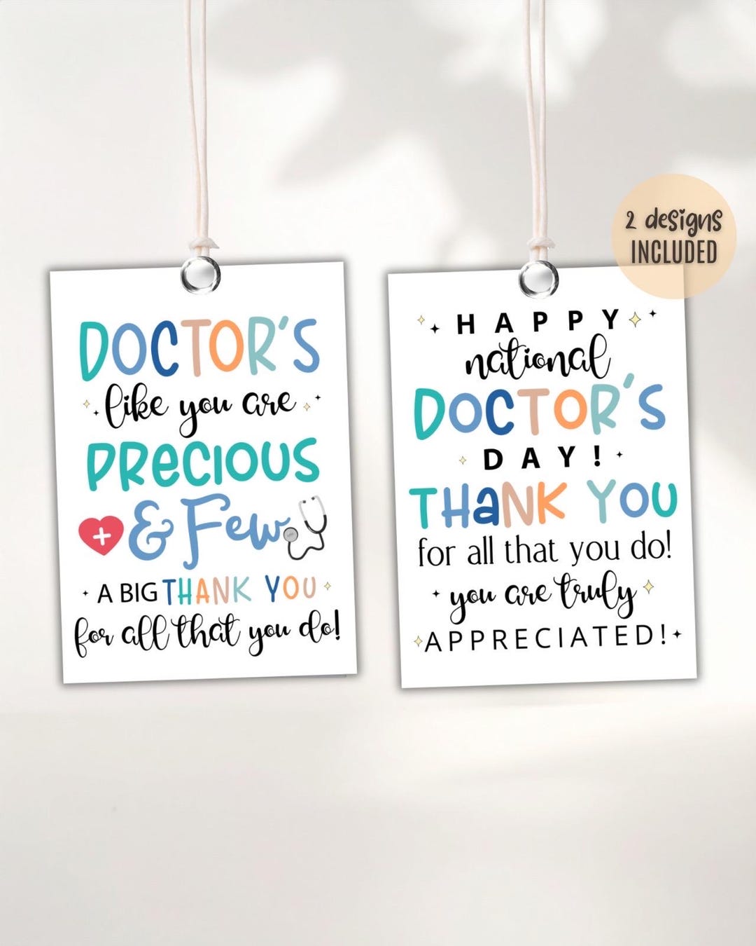 Doctor's Day Gift Tags: Printable Thank You Cards (PDF) - Etsy
