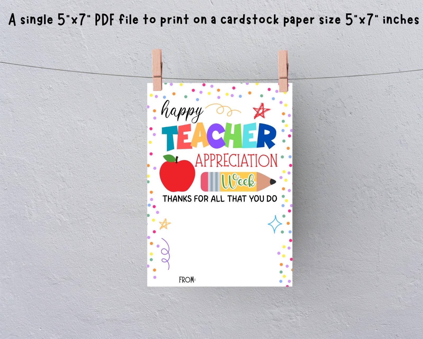 Teacher Appreciation Gift Card Holder: Printable Thank You Gift (PDF ...