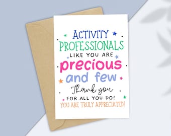 Activity Professional card printable, Activity Professional appreciation card, Activity professionals week card, Activity Week, NAP Week