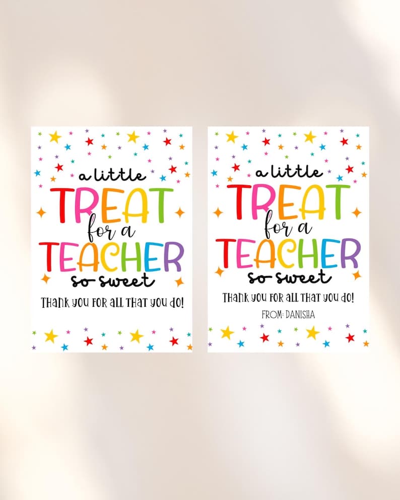 Teacher Sweet Treat Tag, Teacher Appreciation Tag, Teacher Thank You ...