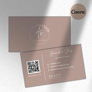 QR Code Business Card, Minimal Business Card Template, DIY Boho Business Card, Canva Business Card Template, Double Sided Business Card