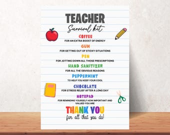 Etiqueta de regalo editable para el kit de supervivencia del profesor (descarga digital)