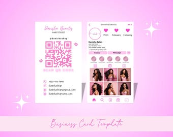 Instagram Business Cards, DIY Canva Business Card Template Design, IG Influencer Cards, Small Business Digital Cards, Premade Business Card