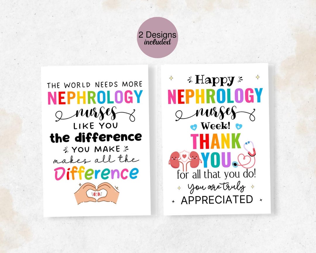 Nephrology Nurse Appreciation Card: Printable Kidney Nurse Thank You ...