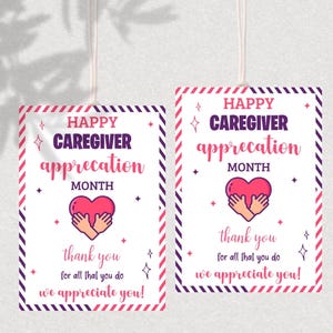 Caregiver printable tags, Caregiver gift tags, Caregiver appreciation tag, Caregivers Day tags, Caregiver Day tag,  Caregiver treat tags