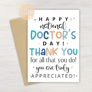 Tarjeta de agradecimiento para el Día del Médico: Regalo imprimible (PDF)