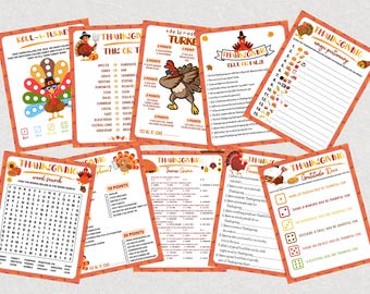 Jeux de Thanksgiving, Jeux de Thanksgiving, Jeux de Thanksgiving pour adultes et enfants, Lot de jeux de Thanksgiving, Jeux de Thanksgiving à imprimer