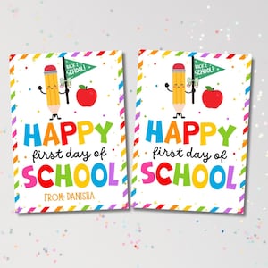 Happy First Day of School Tag, Back To School Cookie Tag, Printable Class Favors, Teacher Gift Tag, School Staff Treat Tag, Instant Download