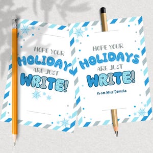 Holiday Pencil Gift Tag Editable Just Write Holiday Pencil Tag Student Kids Classroom Gift Label Template,Non-candy Holiday Gift For Student