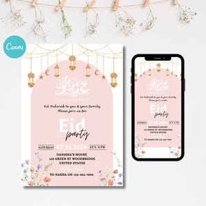 Invitación editable para Eid Mubarak, Iftar, cena de Eid, Ramadán, descarga instantánea, Eid Al Adha Fitr EID1