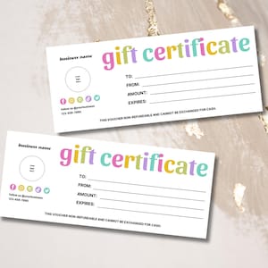 Modelo de canva para certificado de presente de arco-íris, certificado de voucher de presente para impressão em pastel DIY, cartão de presente de spa editável, certificado de presente de feriado