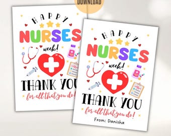 NURSE Appreciation Gift Tag Happy Nurses Week Gift tags Printable Nurse tags Editable Nurse Week Gifts for Nurse Thank you appreciation tag