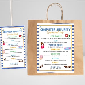 Computer Security Day Survival Kit, Cybersecurity Analysts Gift, Information Security Thank You Gift, Computer Security Day Card, IT Pros