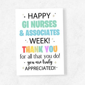 GI Nurse Gift, GI Nurses and Associates Week Sign Printable, Thank you Gi Nurses Card, Gi Nurse Appreciation Gift, Gi Week Gift for GI Nurse