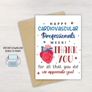 Cardiovascular Professionals Week Gift, Printable Cardiovascular Week Gift, CVT Team Gift, CVP Week Sign, Cardio Team Week, CVT Week Card