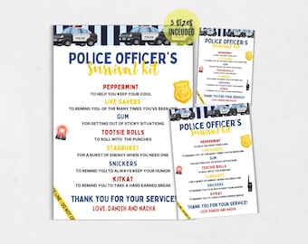 EDITABLE Police Survival Kit Tag, Police Officer Gift Idea, Police Care Package Gift Tags, Police Officer Appreciation Tags, First Responder