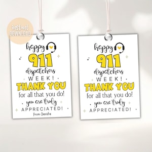 Etiqueta de regalo de agradecimiento para operadores del 911 (PDF imprimible)