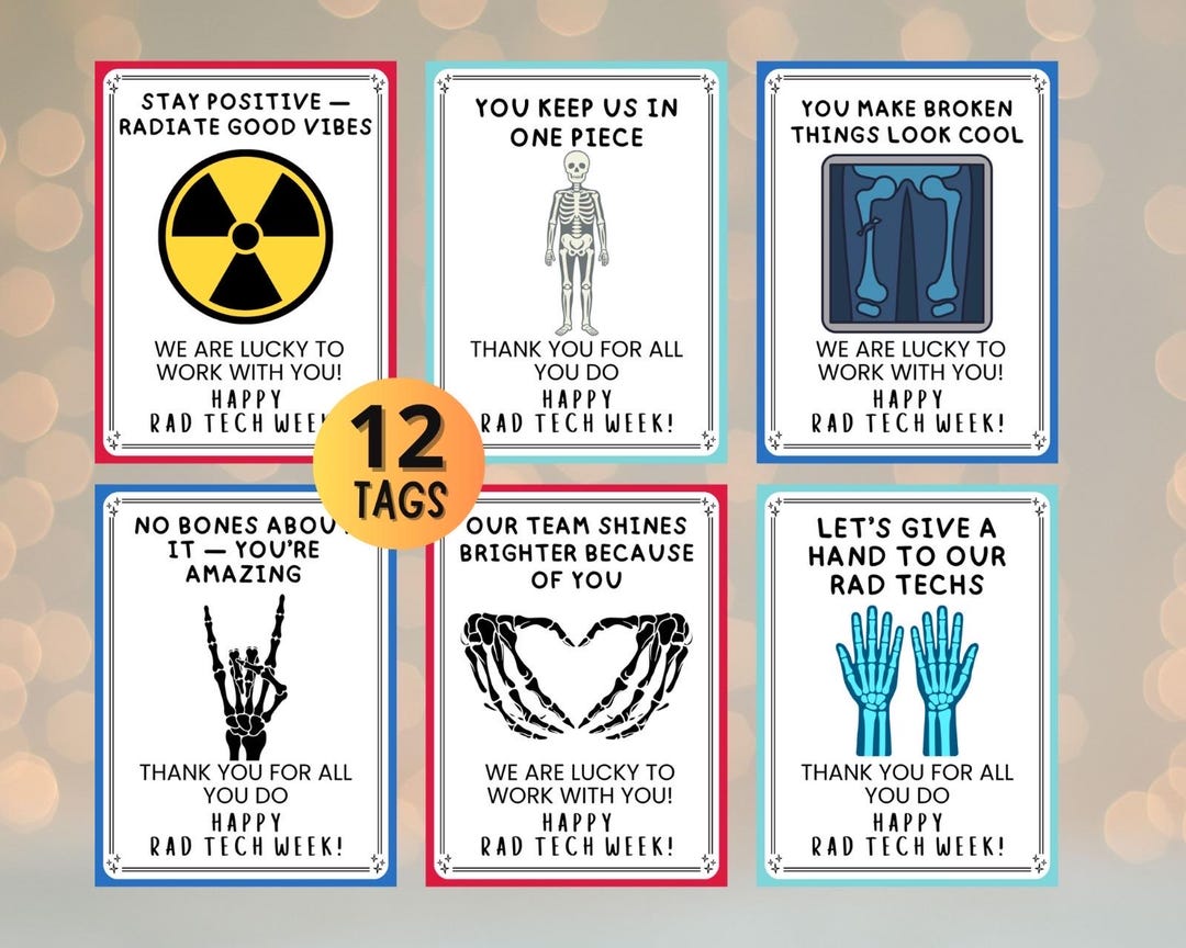 Funny Rad Tech Week Printable Gift Tags, Radiologic Tech Week, Rad Tech ...