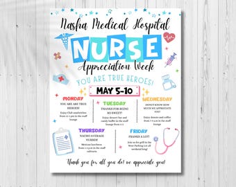 Editable Nurse Appreciation Week Itinerary Flyer (Digital Download)