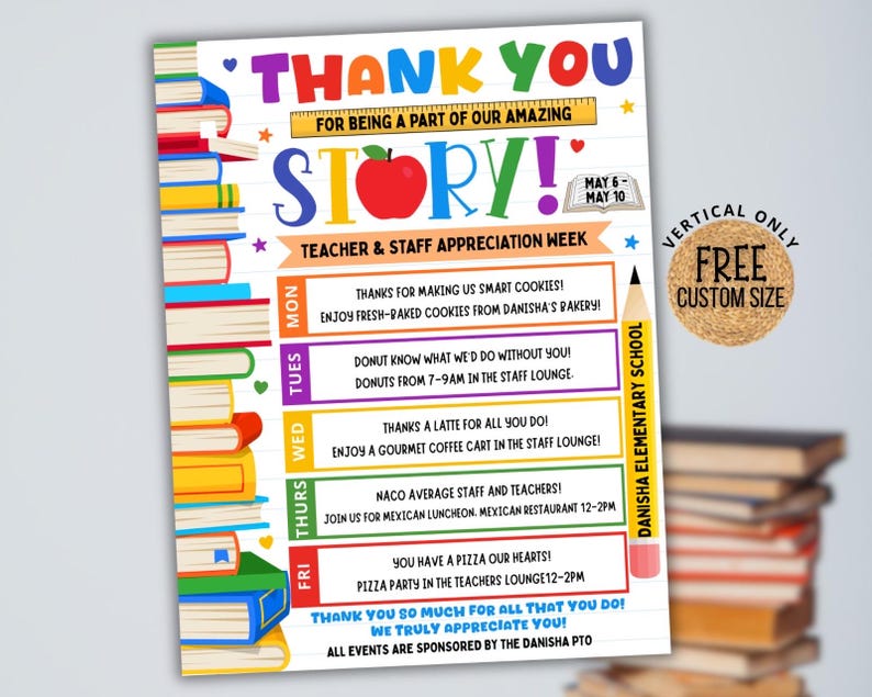 Storybook Weekly Routine Storybook Theme Teacher Appreciation Week Itinerary Flyer, Thanks for ...
