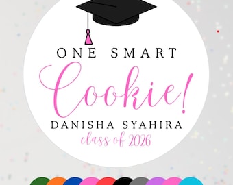 Pegatinas de graduación One Smart Cookie, imprimible One Smart Cookie, etiqueta de graduación para galletas, etiqueta de graduación Smart Cookie