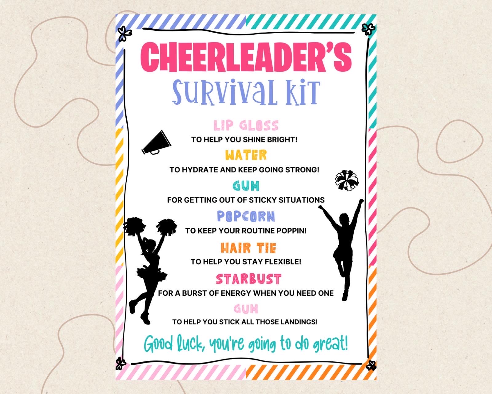 EDITABLE Cheer Survival Kit Printable, Gift Bag Idea, Printable Cheer ...