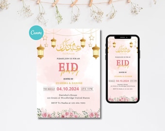 Editable Eid Mubarak Invitation,Iftar Invitation,Eid Dinner Party, Ramadan, Instant Downlod,Eid Party Invite, Ramadan, Eid Al Adha Fitr EID1