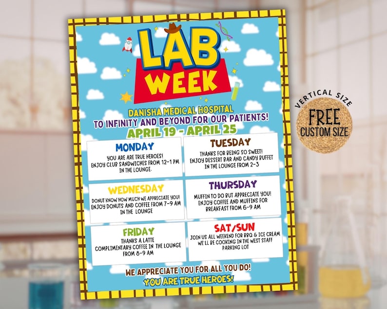 Lab Appreciation Week Itinerary Poster, Printable Digital File ...
