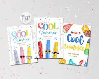 Editable Last Day of School Tag Stay Cool Ice Tag Summer End Of School Year Tag Freeze Ice Cool Treat Digital Template Printable