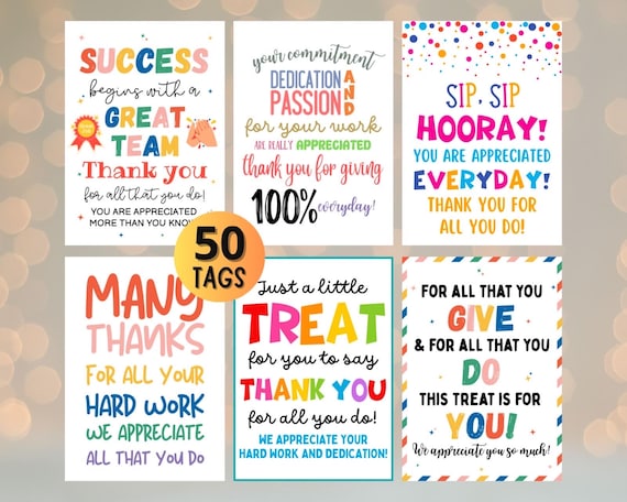 Appreciation Tags Bundle: Staff, Teacher, Volunteer (PDF Printable)