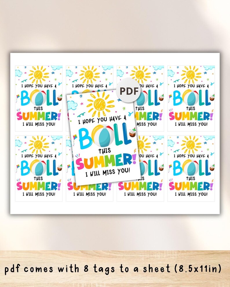 End of School Ball Gift Tag, Hope You Have a Ball This Summer Gift Tag ...