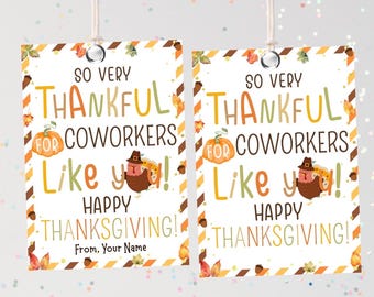 Thankful for Coworkers Gift Tags, Fall Thanksgiving (Digital Download)