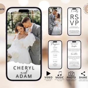 Wedding Video Invitation Template,Animated Wedding Invitation with RSVP,Details & Program,Add Your Own Photo and Music,Wedding Invitation
