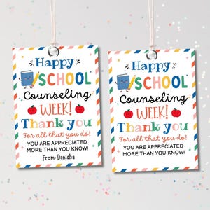 School Counseling Week Gift Tag, Printable Counselor Appreciation Week Treat Bag Tag, National School Counseling Staff Thank You Card image 1