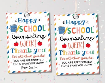 School Counseling Week Gift Tag, Printable Counselor Appreciation Week Treat Bag Tag, National School Counseling Staff Thank You Card