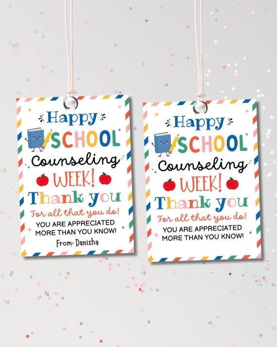 School Counseling Week Gift Tag, Printable Counselor Appreciation Week Treat Bag Tag, National School Counseling Staff Thank You Card