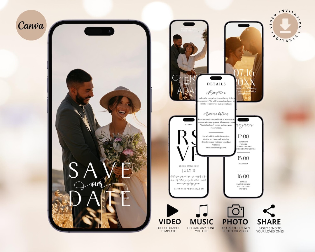 Wedding Animated Digital Invitation,phone Wedding Invite,electronic ...