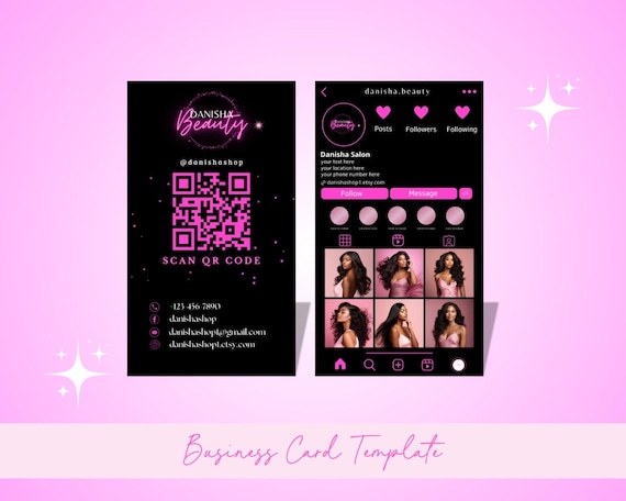 Instagram Business Cards, DIY Canva Business Card Template Design, IG Influencer Cards, Small Business Digital Cards, Premade Business Cards