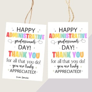 Administrative Professionals Day Tag Printable, Admin Professionals Printable Gift Tags, Administrative Day Thank You Tag, Employee Gift Tag