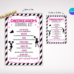 EDITABLE Cheer Survival Kit Printable, Gift Bag Idea, Printable Cheer ...